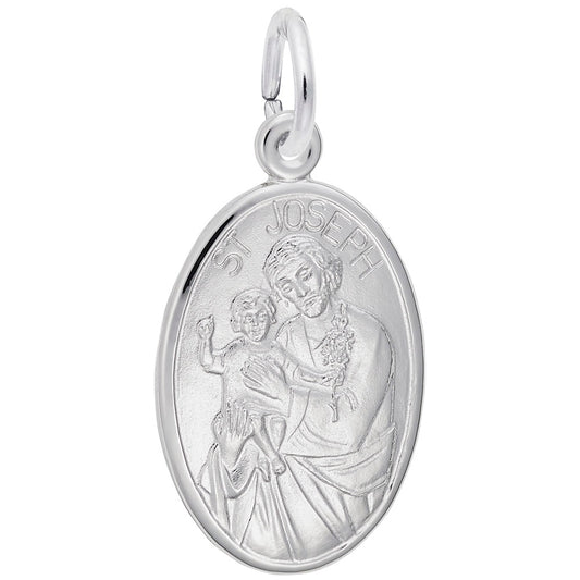 St. Joseph Oval Disc Charm - Faith Symbol Jewelry for Believers 3389
