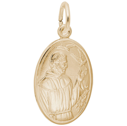 St. Francis Oval Disc Charm - Faith Symbol Jewelry for Inspiration 3401