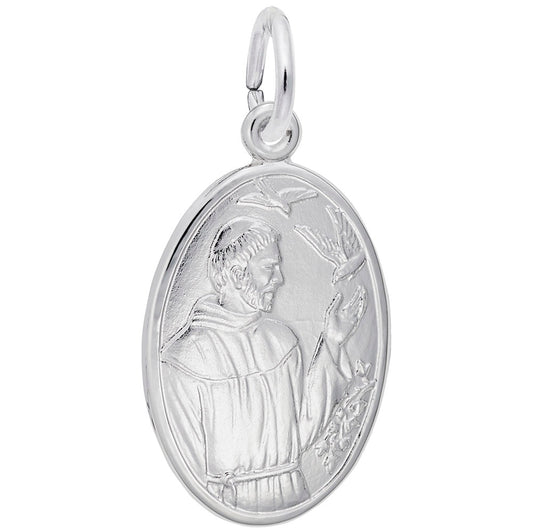 St. Francis Oval Disc Charm - Faith Symbol Jewelry for Inspiration 3401