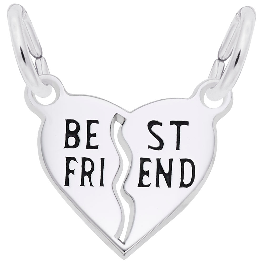 Best Friend Shared Heart Charm - Meaningful Friendship Jewelry 3405