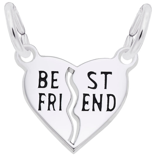 Best Friend Shared Heart Charm - Meaningful Friendship Jewelry 3405