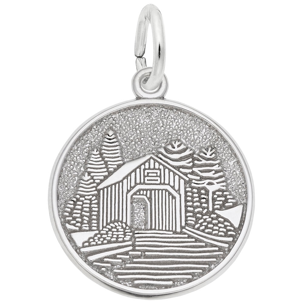 Covered Bridge Disc Charm - Travel Souvenir Jewelry for Adventurers 3416