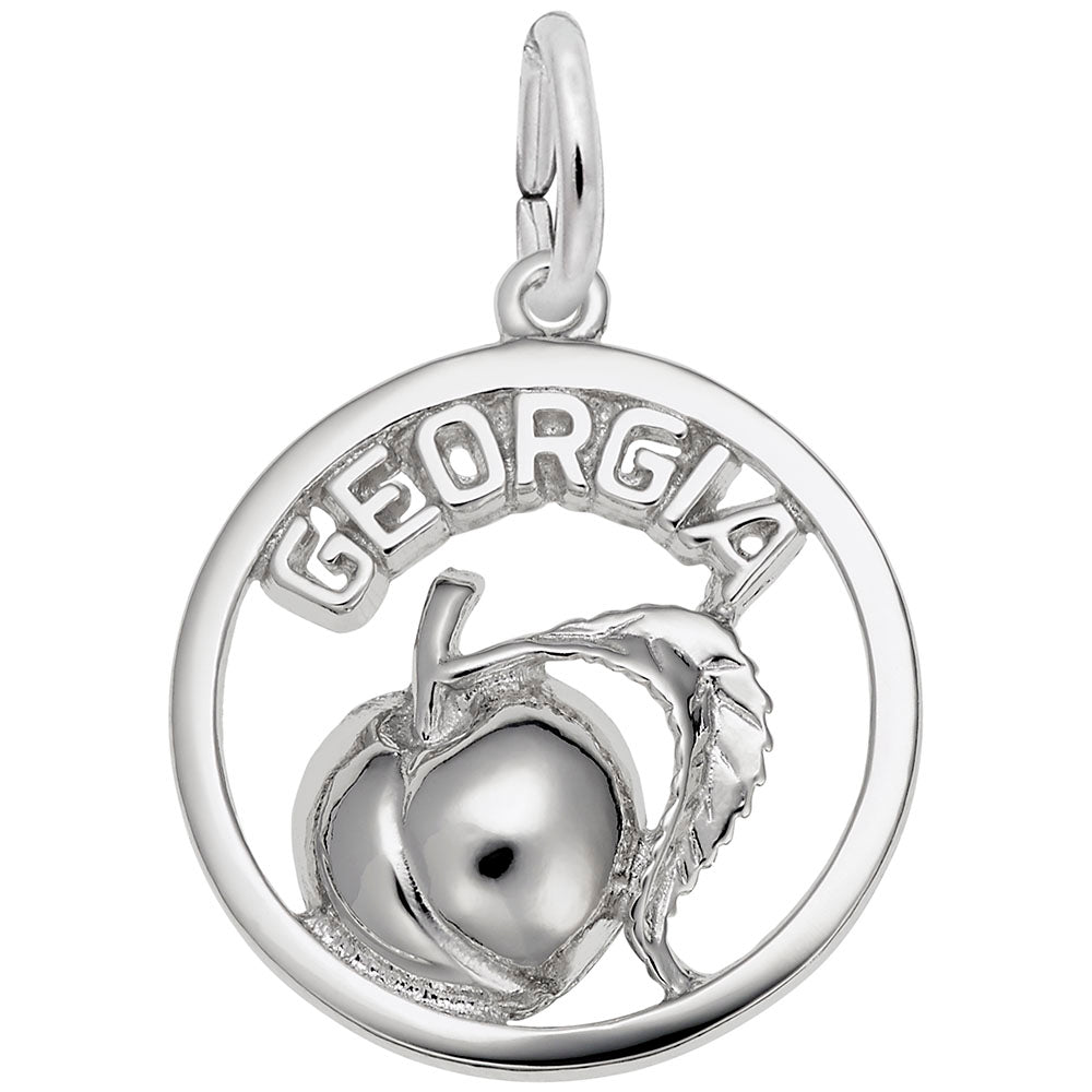 Georgia Peach Open Disc Charm - Travel Souvenir Jewelry Gift 3464
