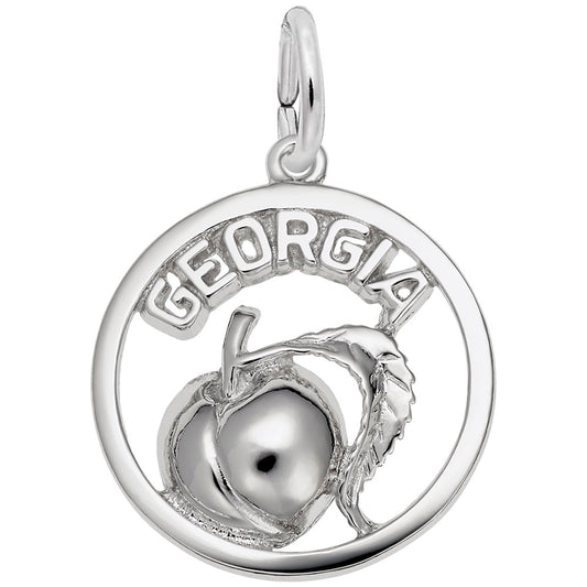 Georgia Peach Open Disc Charm - Travel Souvenir Jewelry Gift 3464