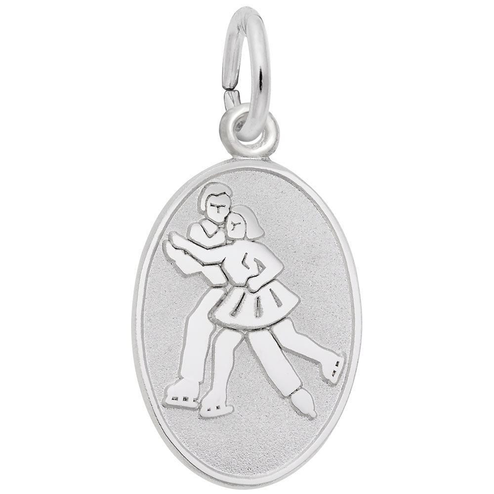 Custom Ice Skaters Oval Disc Charm for Sports Jewelry Lovers 3469