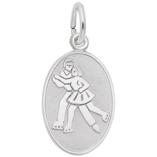 Custom Ice Skaters Oval Disc Charm for Sports Jewelry Lovers 3469