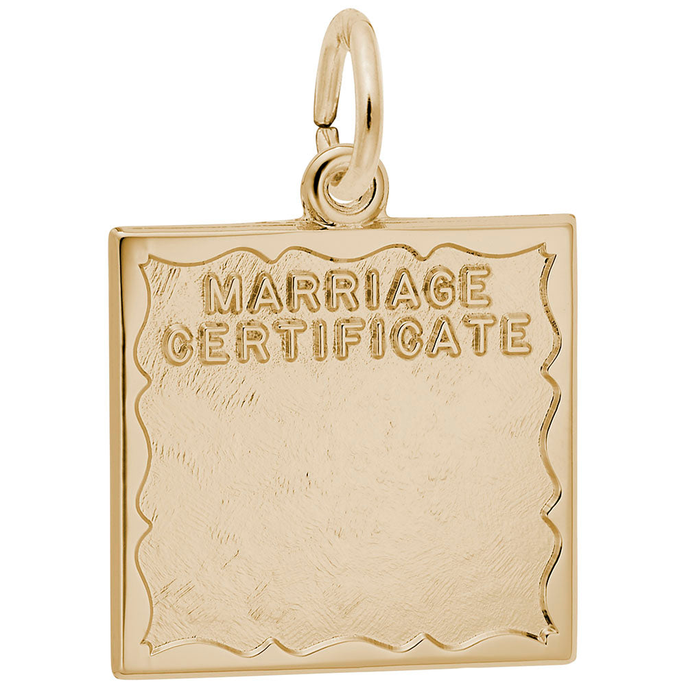 Personalized Engravable Marriage Certificate Charm for Couples 3491