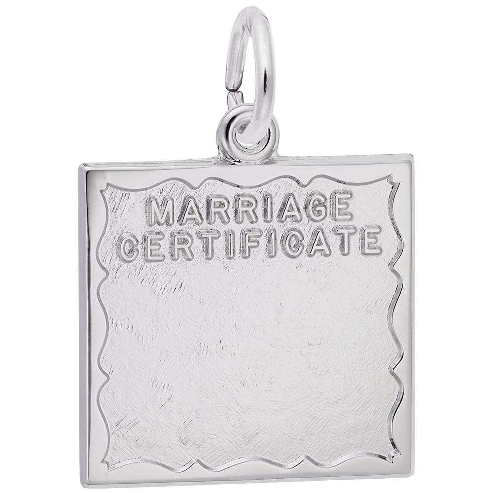 Personalized Engravable Marriage Certificate Charm for Couples 3491