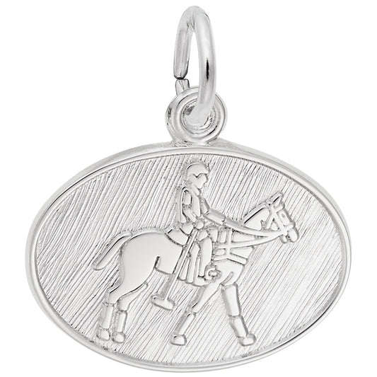 Personalized Polo Oval Disc Charm for Horse Lovers & Equestrians 3521