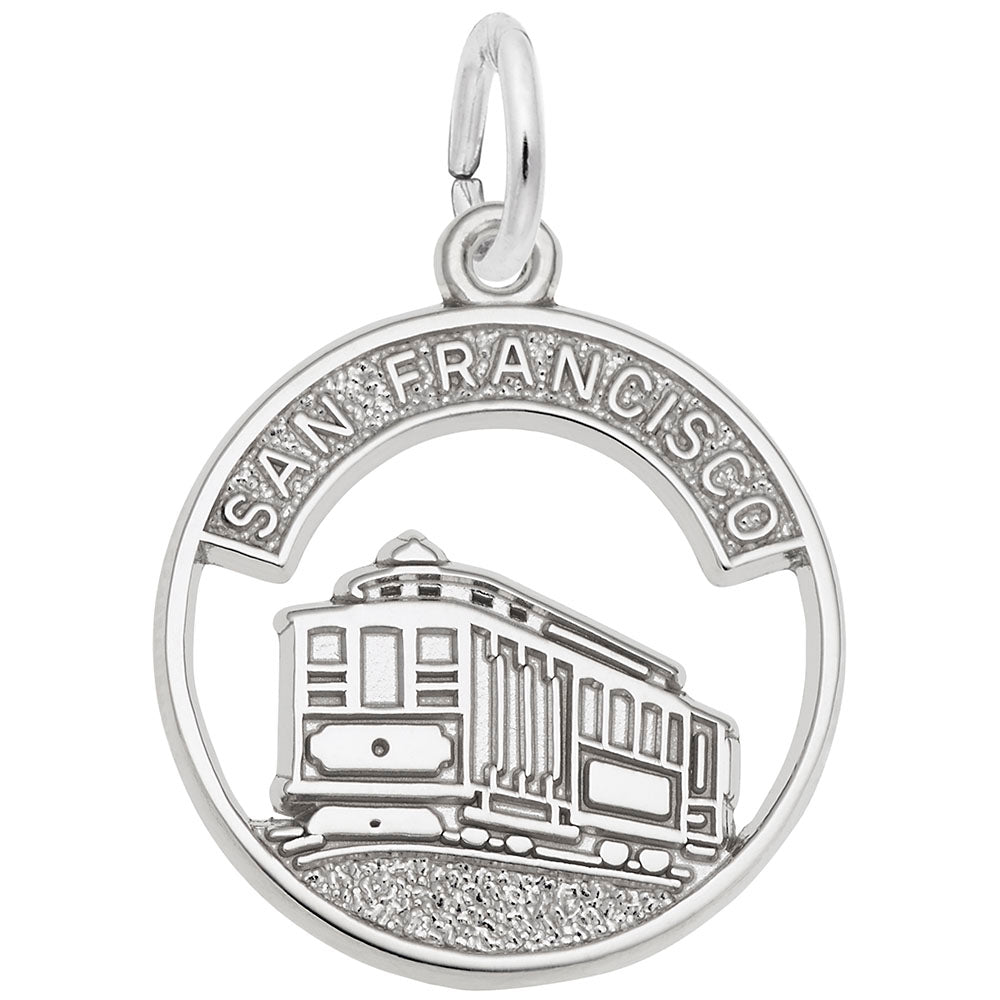 Flat San Francisco Cable Car Open Disc Charm for Travel Lovers 3546
