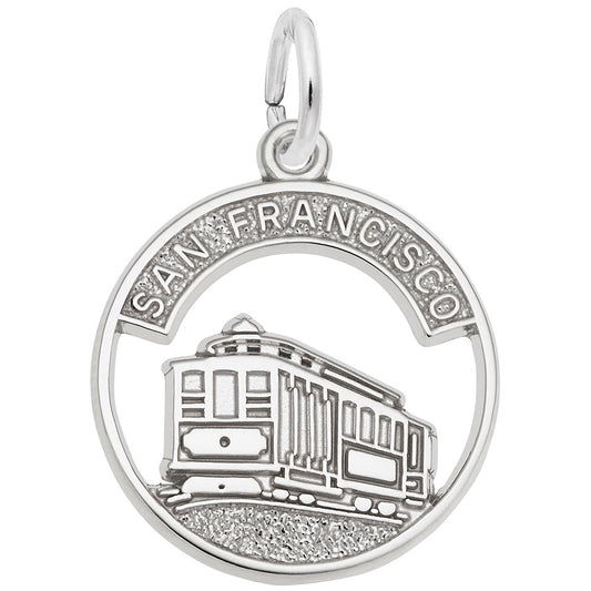 Flat San Francisco Cable Car Open Disc Charm for Travel Lovers 3546