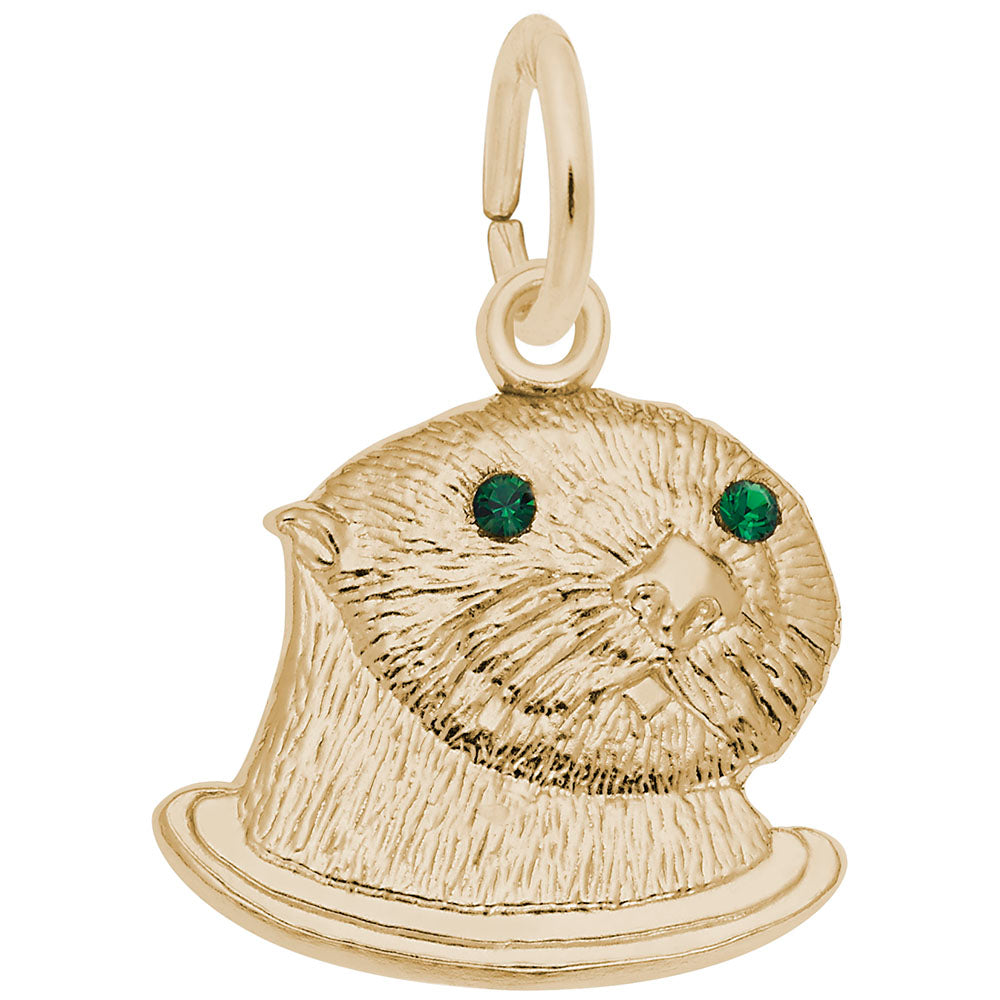 Sea Otter Charm with Stones - Nautical Sea Life Jewelry 3561