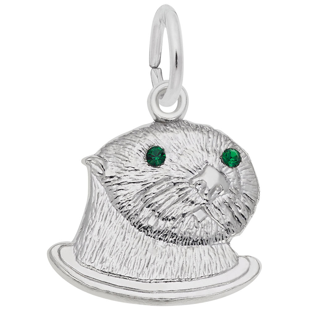 Sea Otter Charm with Stones - Nautical Sea Life Jewelry 3561