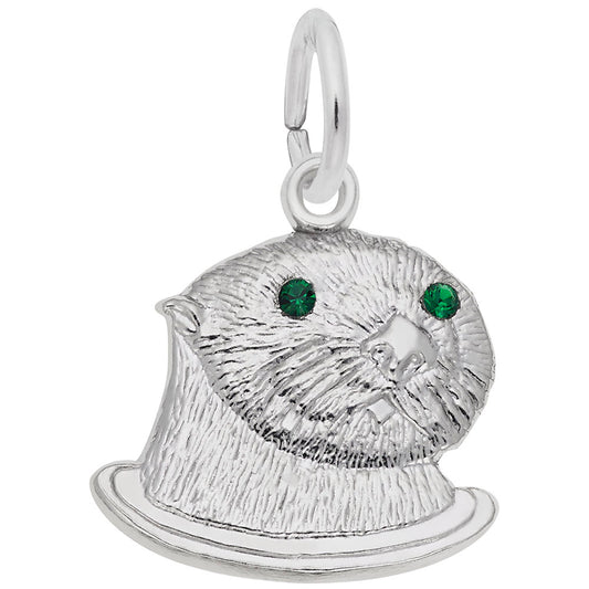 Sea Otter Charm with Stones - Nautical Sea Life Jewelry 3561