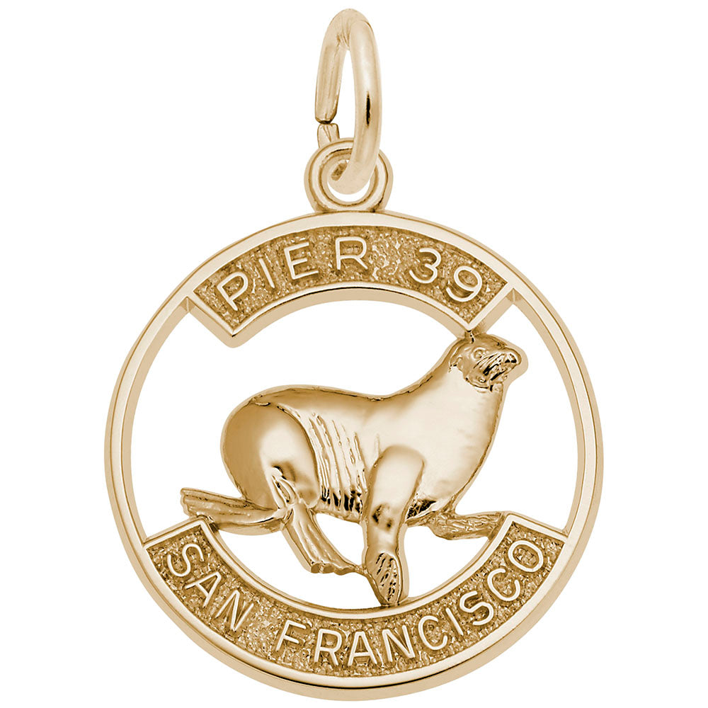 California Pier 39 Sea Lion Disc Charm - Travel Souvenir Jewelry 3564