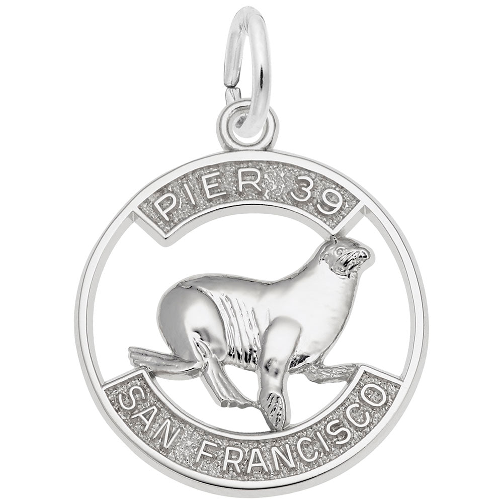 California Pier 39 Sea Lion Disc Charm - Travel Souvenir Jewelry 3564