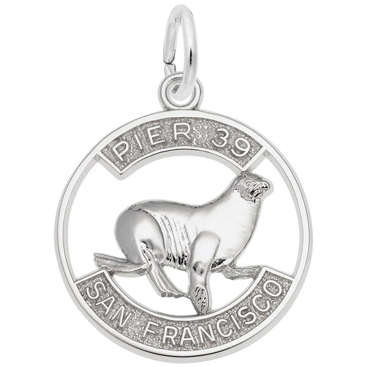 California Pier 39 Sea Lion Disc Charm - Travel Souvenir Jewelry 3564