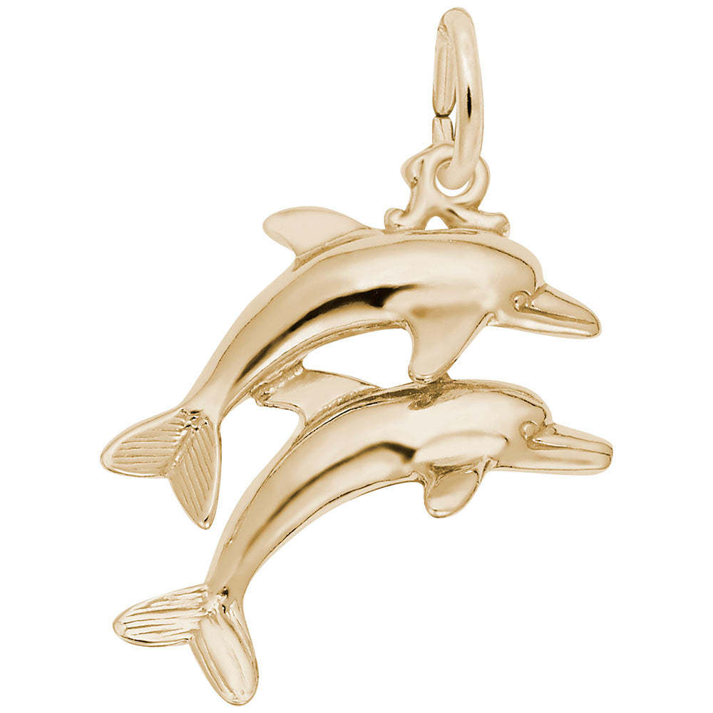 Two Dolphins Jumping Charm - Nautical Sea Life Jewelry Accessory 3568