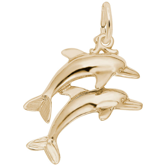 Two Dolphins Jumping Charm - Nautical Sea Life Jewelry Accessory 3568