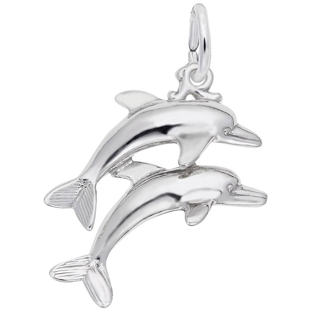 Two Dolphins Jumping Charm - Nautical Sea Life Jewelry Accessory 3568