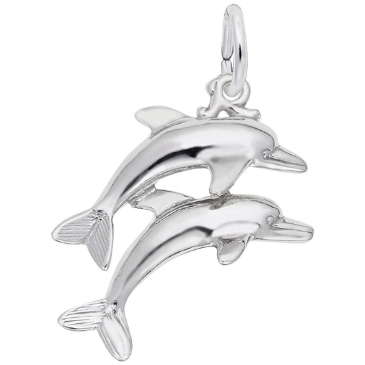 Two Dolphins Jumping Charm - Nautical Sea Life Jewelry Accessory 3568