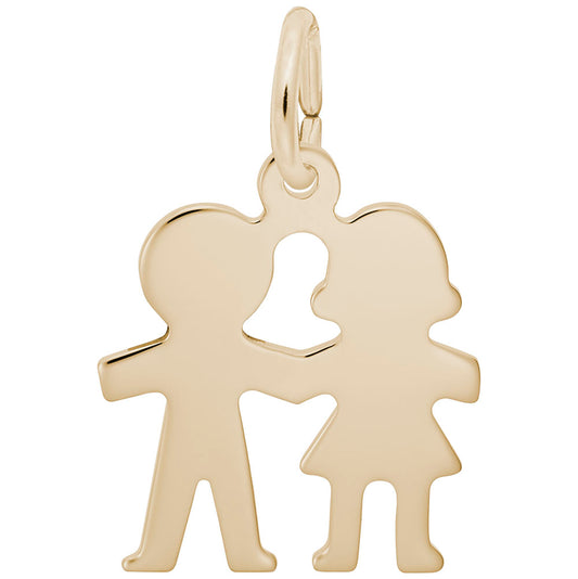 Boy Girl Holding Hands Charm - Family Friendship Jewelry Gift 3570