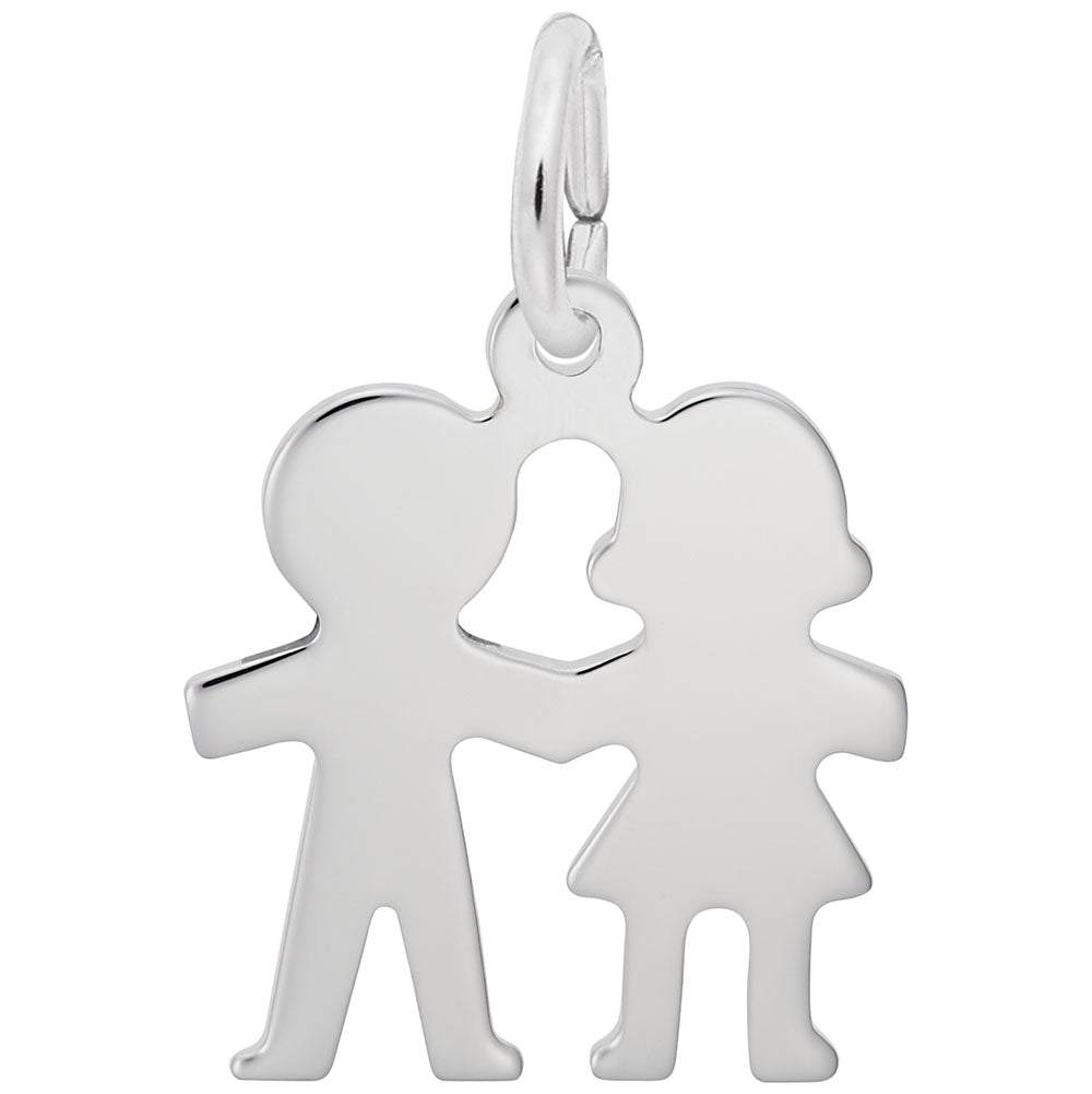 Boy Girl Holding Hands Charm - Family Friendship Jewelry Gift 3570