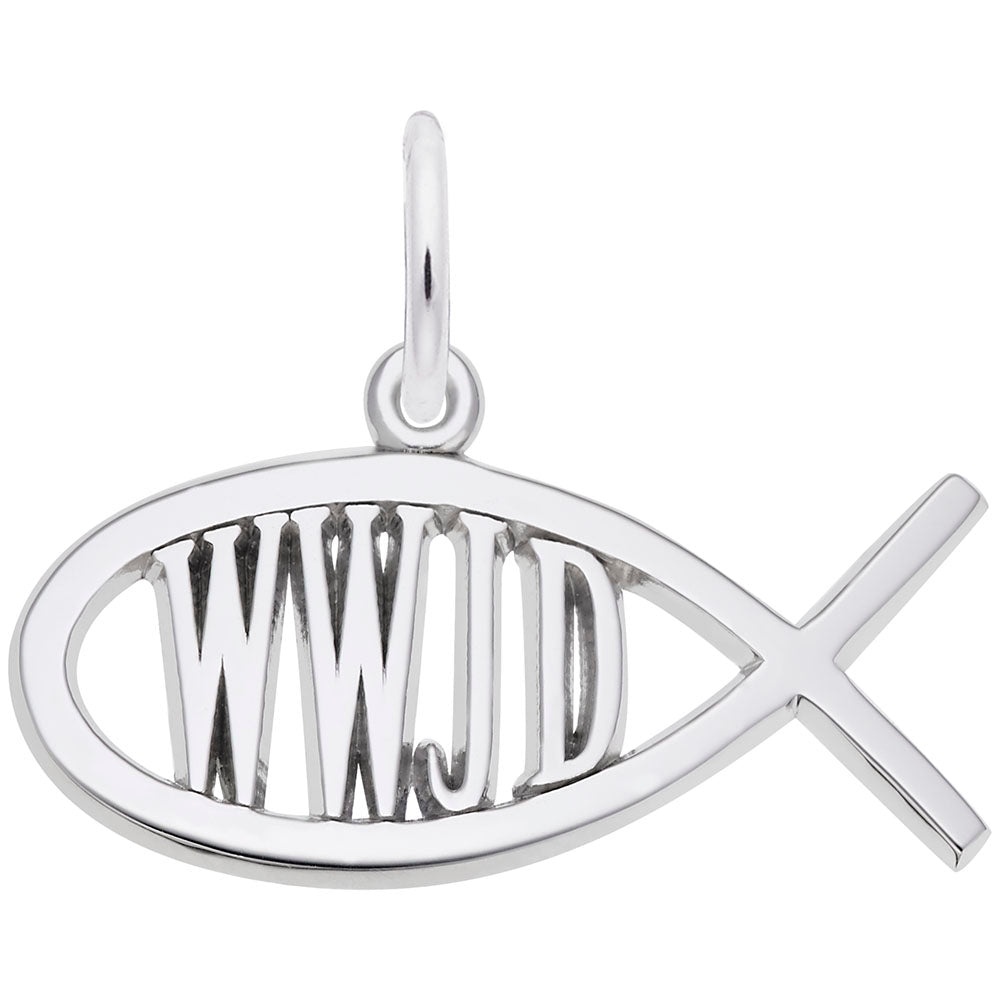 WWJD Fish Charm - Faith Symbol Jewelry for Spiritual Inspiration 3582
