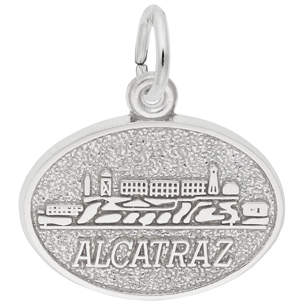 Alcatraz Oval Disc Charm - Unique Travel Souvenir Jewelry 3587