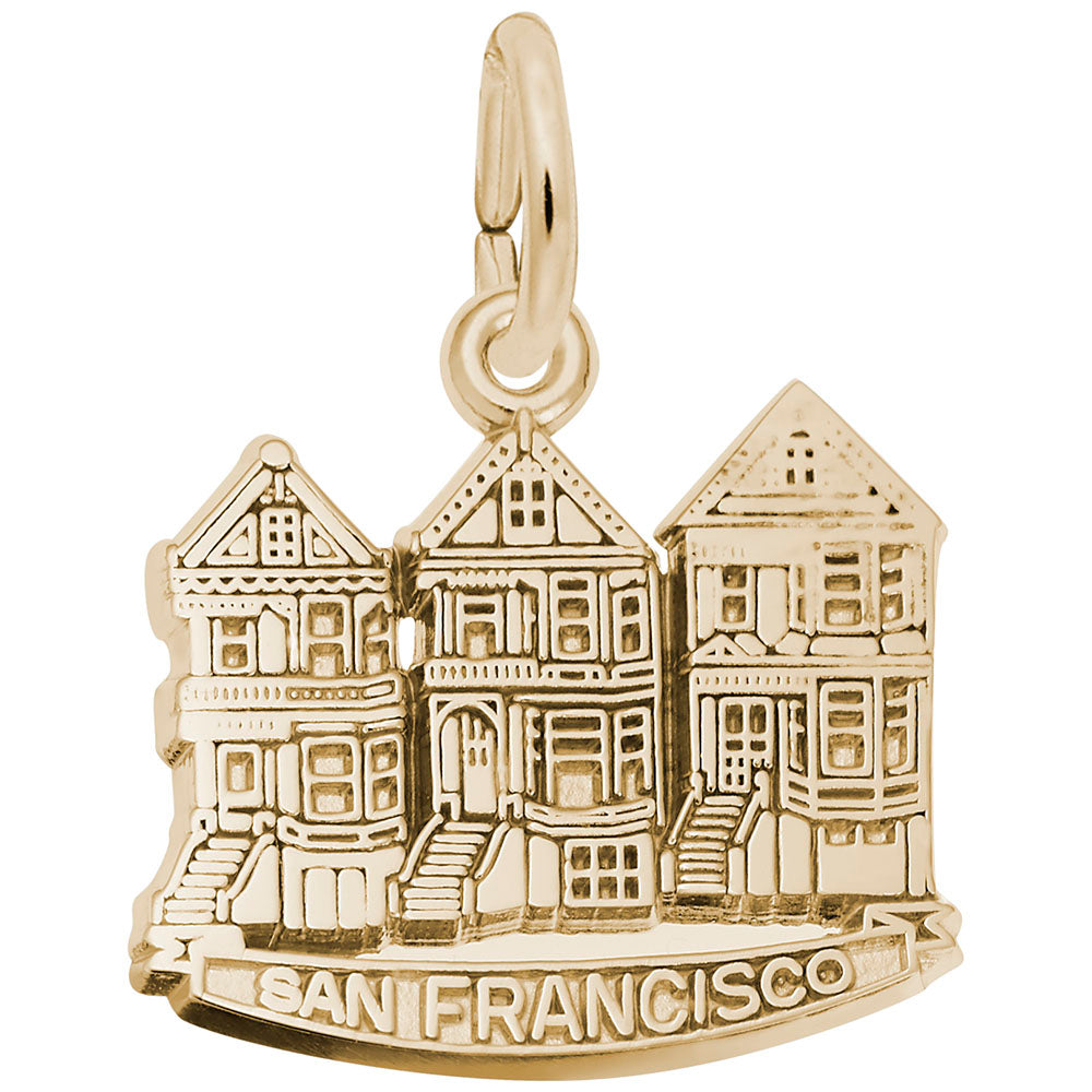 San Francisco Victorian Houses Charm - Travel Souvenir Jewelry 3588