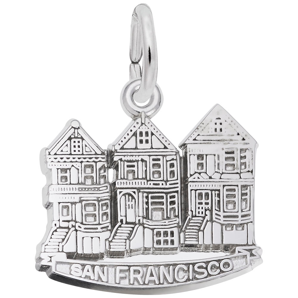 San Francisco Victorian Houses Charm - Travel Souvenir Jewelry 3588