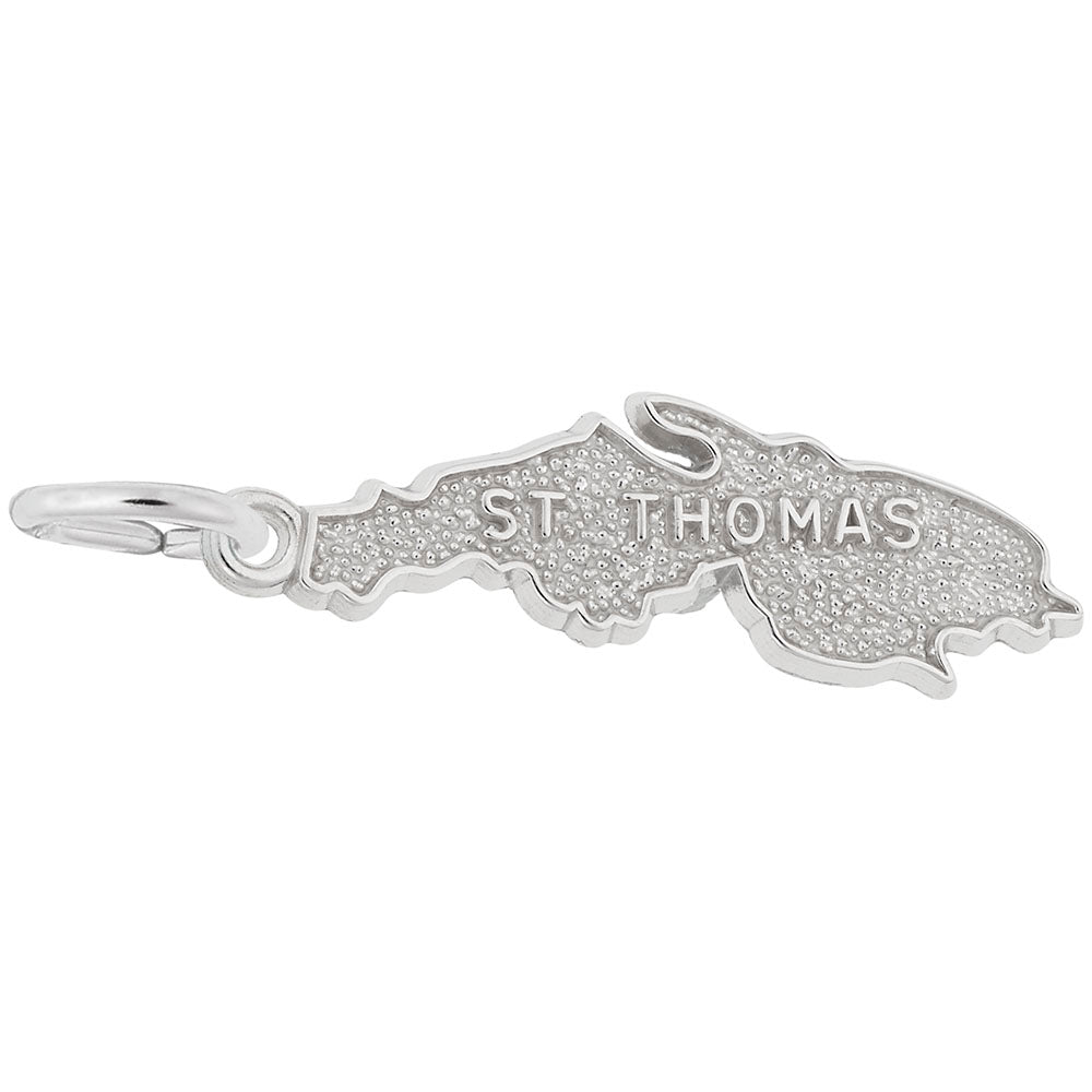 St. Thomas Map Charm - Travel Souvenir Jewelry for Island Lovers 3596