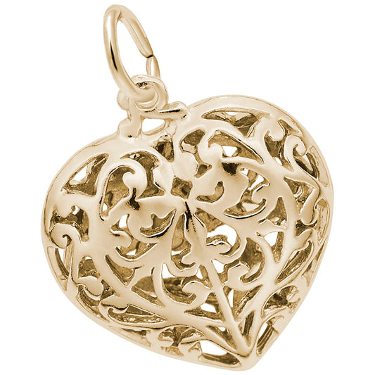 Elegant Filigree Heart Charm for Personalized Jewelry Designs 3618