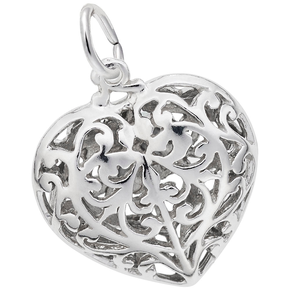 Elegant Filigree Heart Charm for Personalized Jewelry Designs 3618