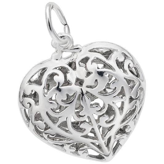 Elegant Filigree Heart Charm for Personalized Jewelry Designs 3618