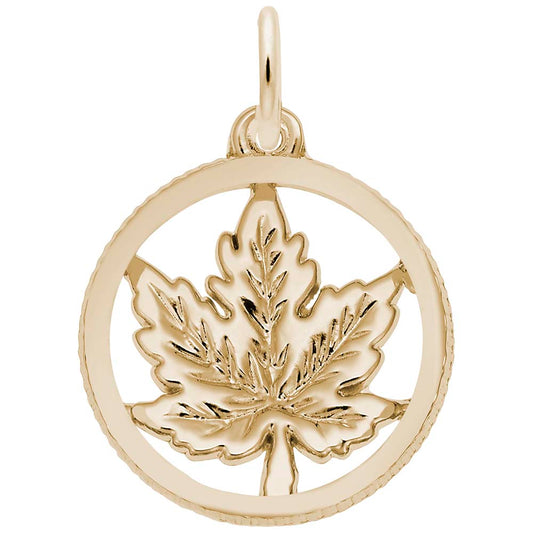 Maple Leaf Disc Charm for Fall - Elegant Seasonal Jewelry 3679