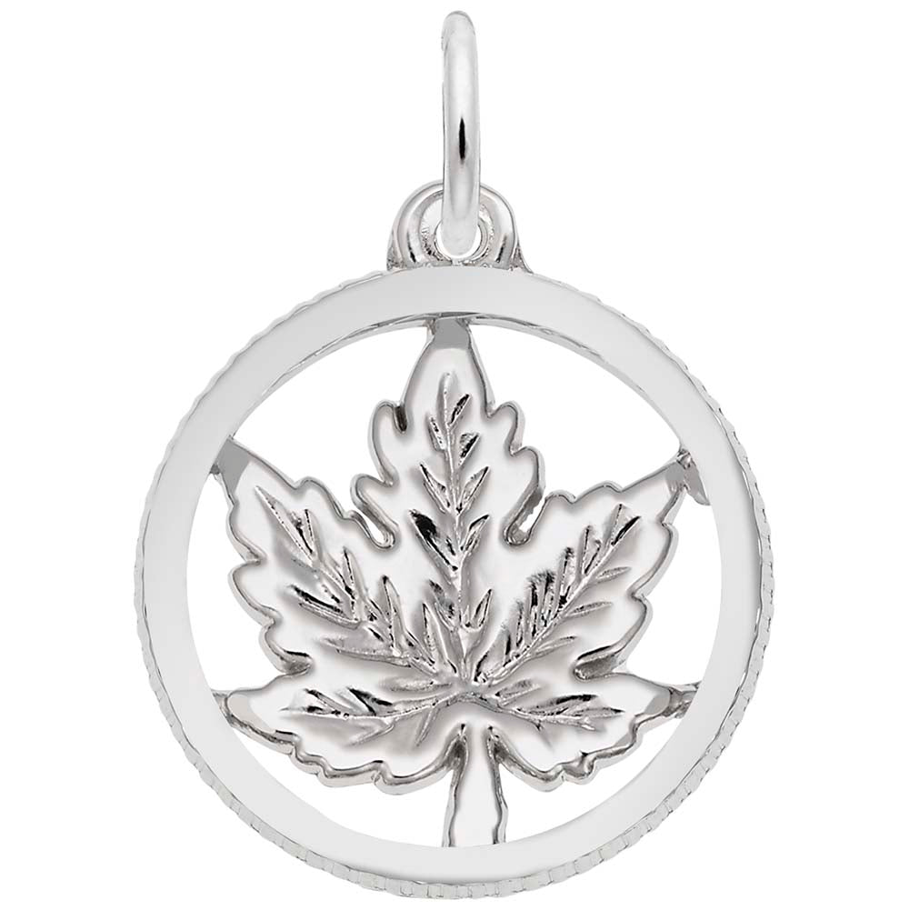 Maple Leaf Disc Charm for Fall - Elegant Seasonal Jewelry 3679