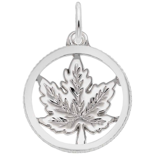 Maple Leaf Disc Charm for Fall - Elegant Seasonal Jewelry 3679