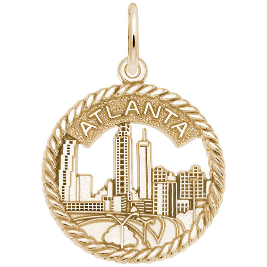 Atlanta Skyline Open Rope Disc Charm - Travel Souvenir Jewelry 3729