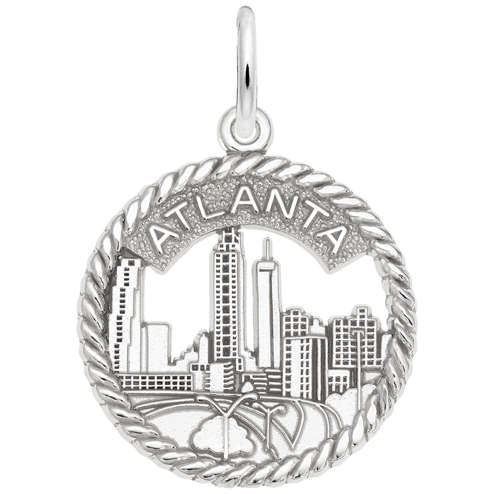 Atlanta Skyline Open Rope Disc Charm - Travel Souvenir Jewelry 3729