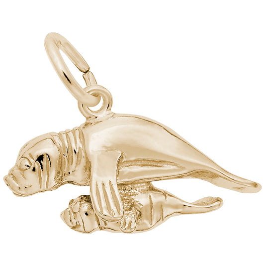 Manatee with Calf Charm - Nautical Sea Life Jewelry for Ocean Lovers 3746