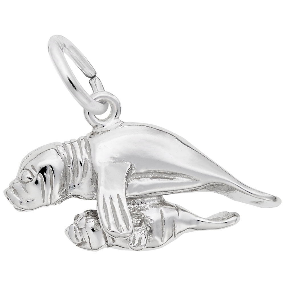 Manatee with Calf Charm - Nautical Sea Life Jewelry for Ocean Lovers 3746