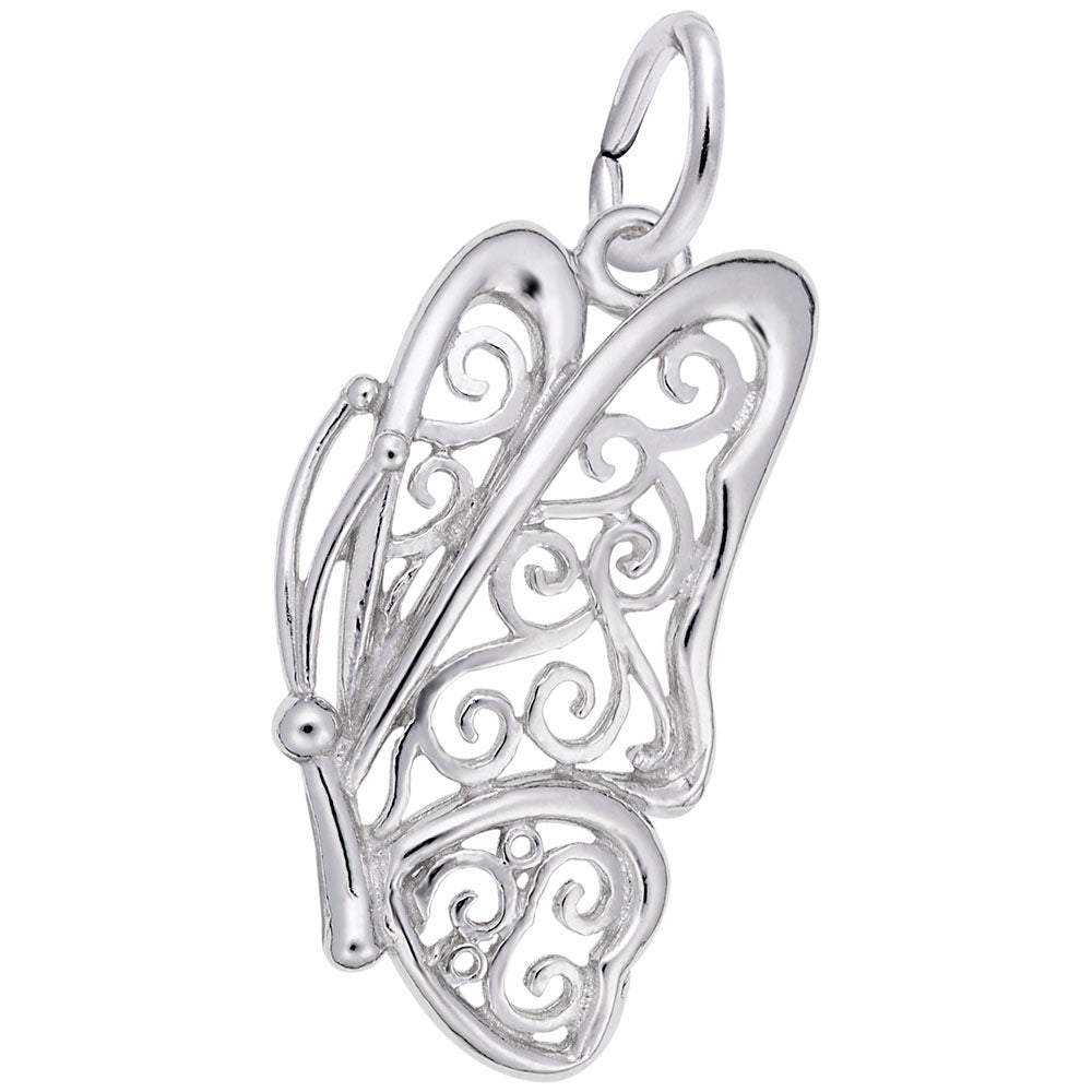 Elegant Filigree Butterfly Charm for Spring Jewelry Collection 3763