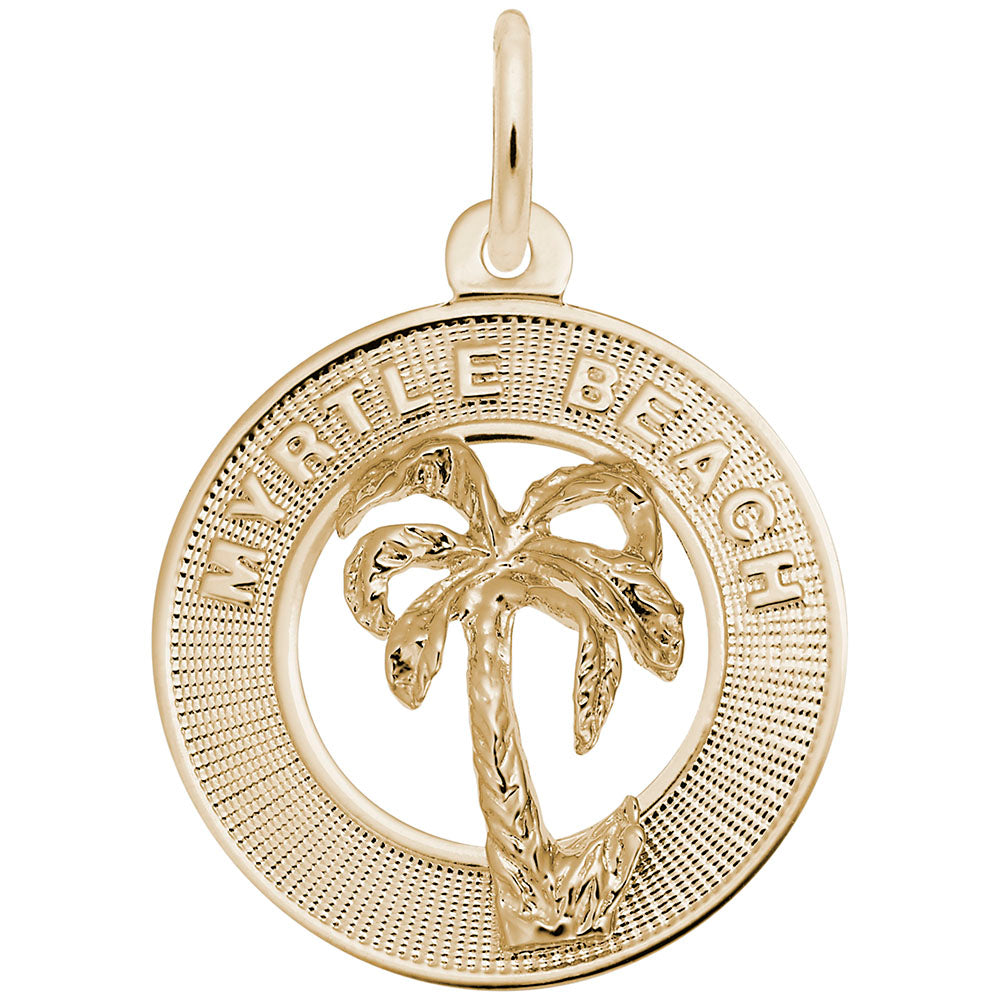 Myrtle Beach Palm Tree Ring Charm - Nautical Jewelry Accessory 3783