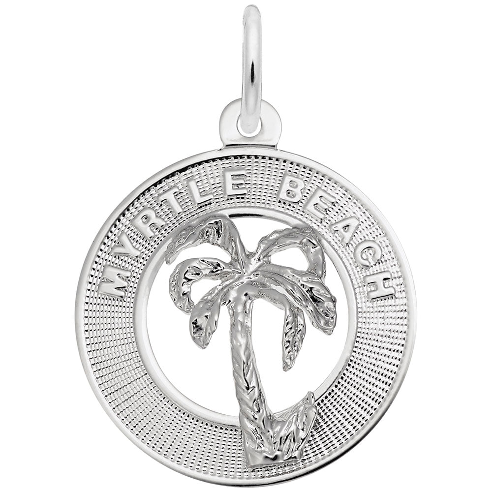 Myrtle Beach Palm Tree Ring Charm - Nautical Jewelry Accessory 3783