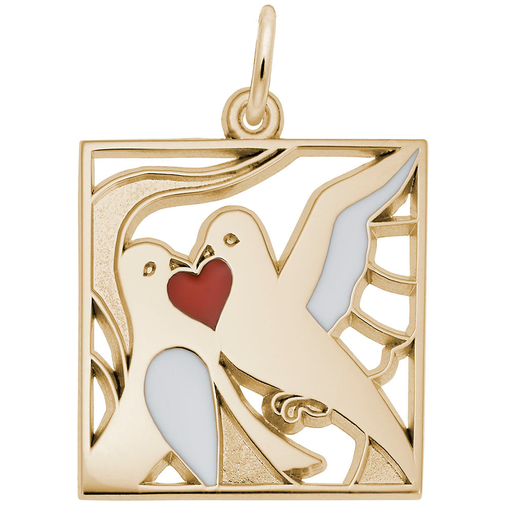 Two Turtle Doves Charm - Elegant Bird Jewelry for Pet Lovers 3902