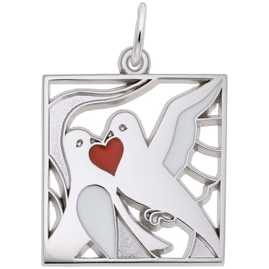 Two Turtle Doves Charm - Elegant Bird Jewelry for Pet Lovers 3902