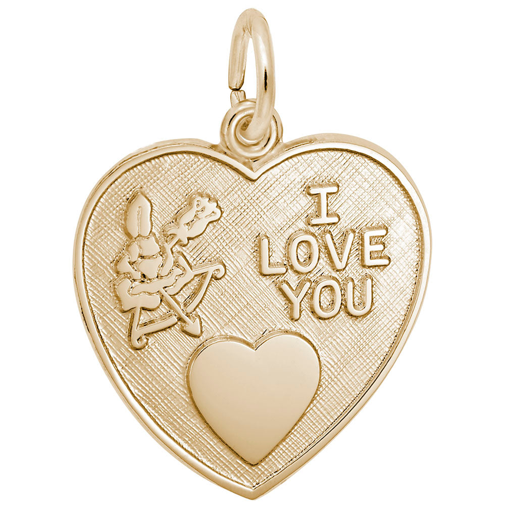 Cupid I Love You Heart Charm - Elegant Disc Silhouette Jewelry 4064