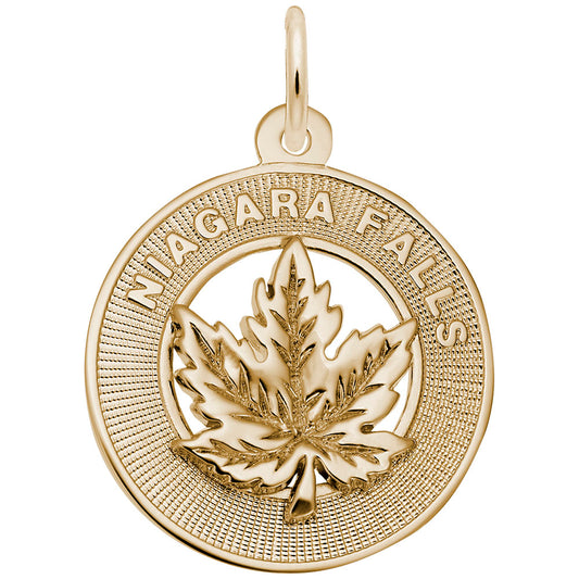 Niagara Falls Maple Leaf Ring Charm - Canada Patriotism Jewelry 4112