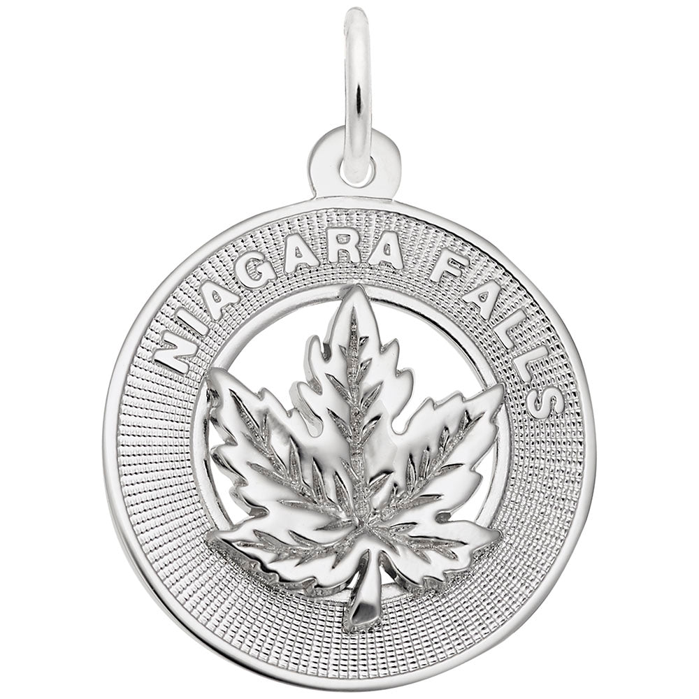 Niagara Falls Maple Leaf Ring Charm - Canada Patriotism Jewelry 4112